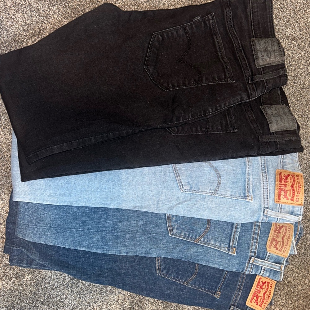 Levi's Denim Jeans Trio - Black, Light Blue, Dark Blue